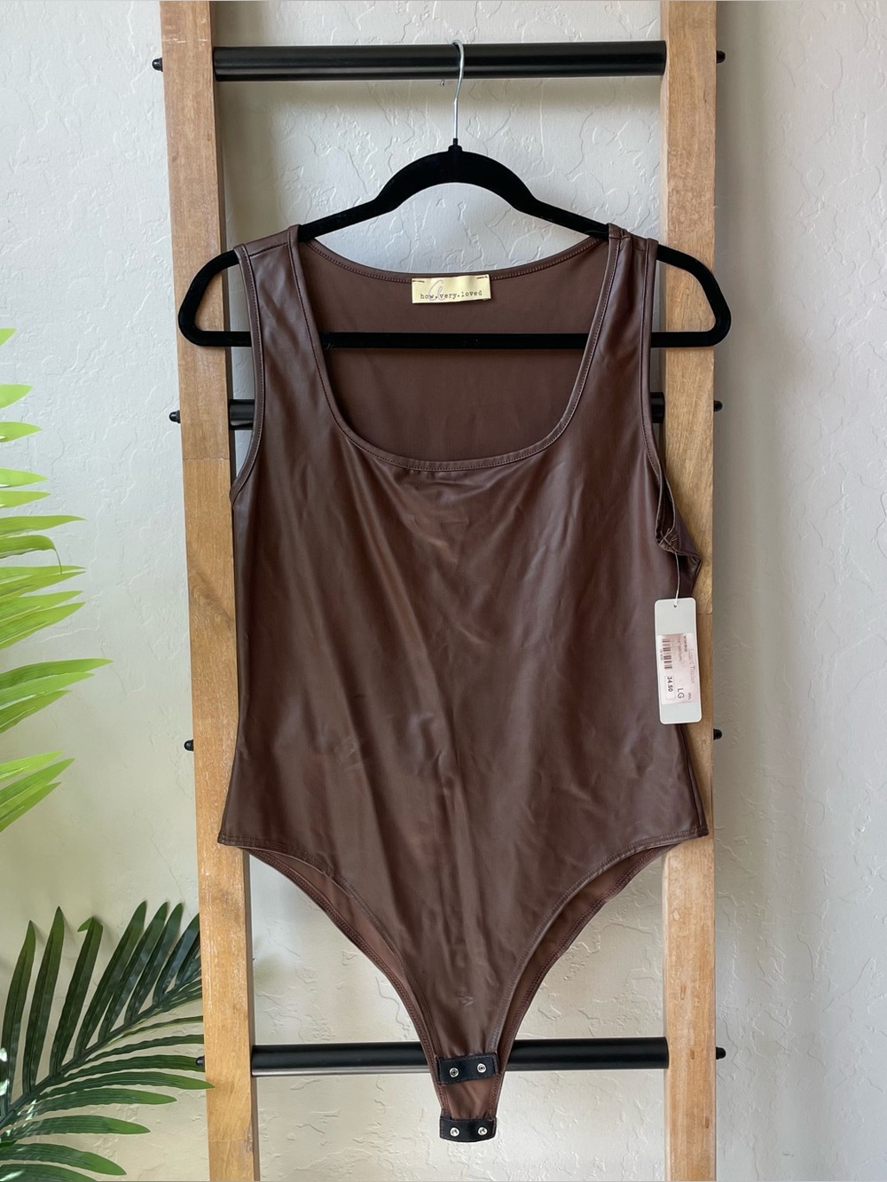 NWT Lizard Thicket Brown Faux-Leather Bodysuit